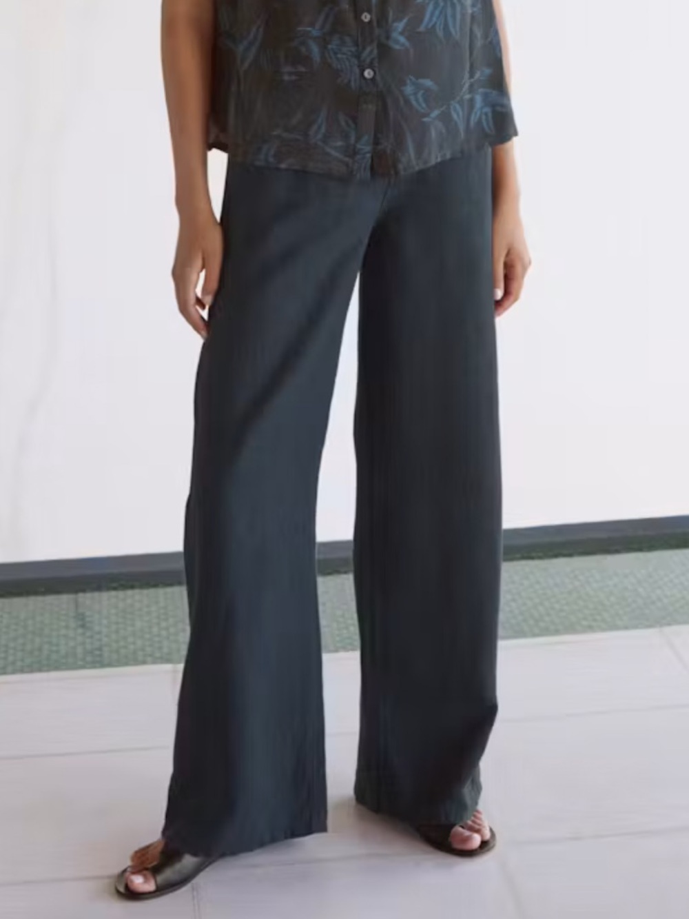Poetry wide-leg jeans garment-dyed linen nwt